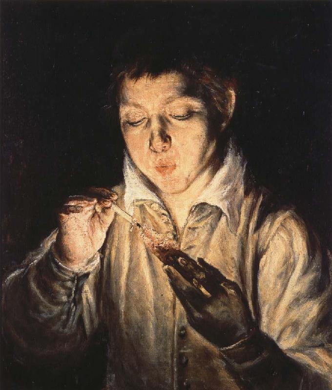 El Greco A Boy blowing on an Ember to light a candle